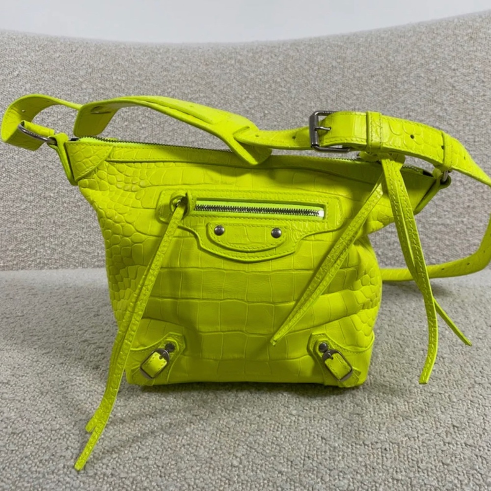 Authentic Pre-Owned Balenciaga XS Neon Classic Croc-Embossed Hobo